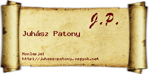 Juhász Patony névjegykártya